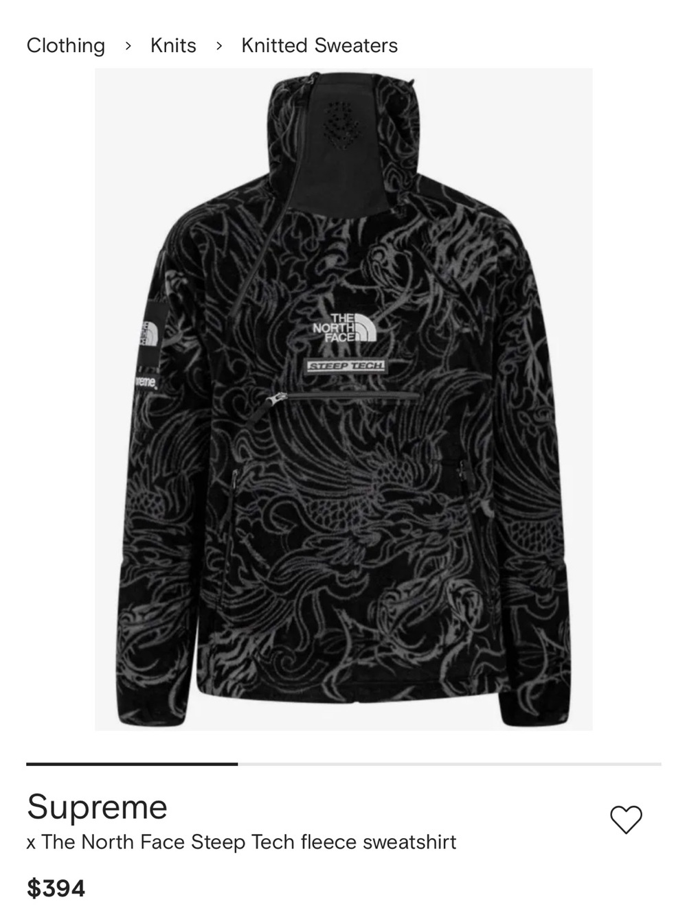 Supreme x The North Face Steep Tech fleece sweatshirt